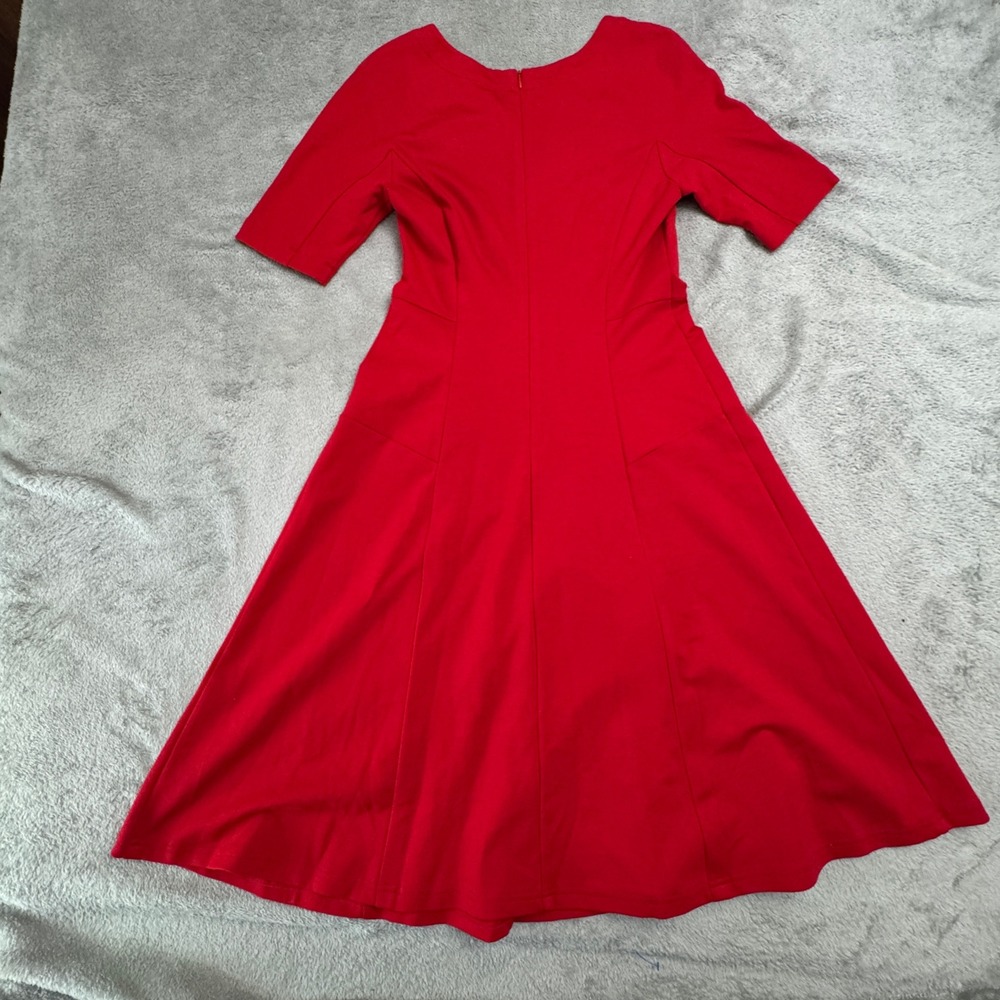 Soft Surroundings Dress Women's Size‎ 8 Red Short Sleeve Rear Zip - Picture 2 of 13